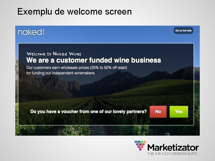 Exemplu de welcome screen 