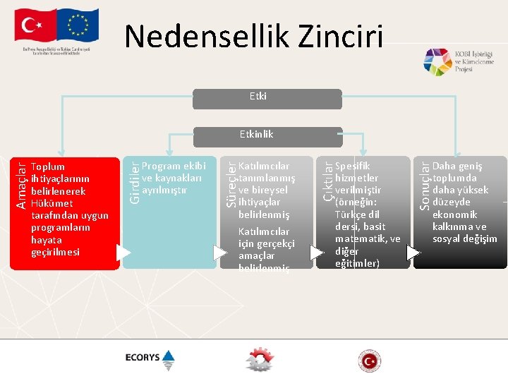 Nedensellik Zinciri Etki Spesifik hizmetler verilmiştir (örneğin: Türkçe dil dersi, basit matematik, ve diğer