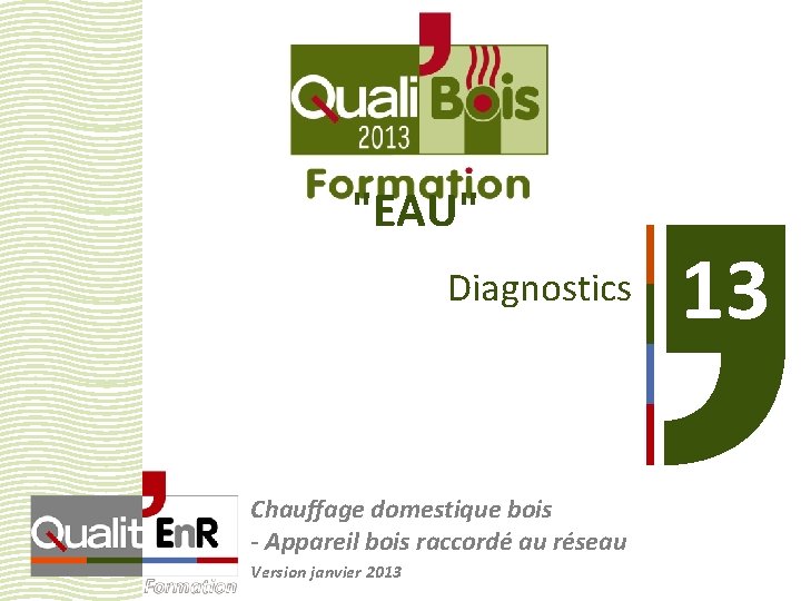 "EAU" Diagnostics Chauffage domestique bois - Appareil bois raccordé au réseau Version janvier 2013