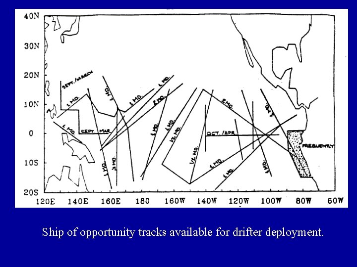 Ship of opportunity tracks available for drifter deployment. 