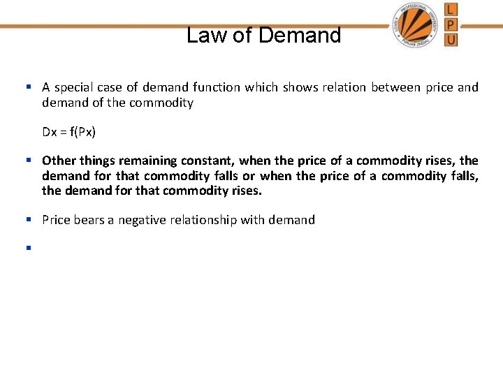 Law of Demand § A special case of demand function which shows relation between