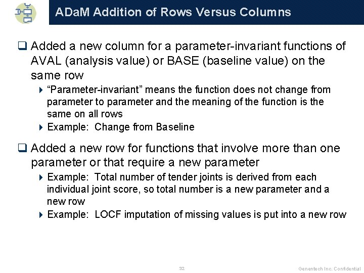 ADa. M Addition of Rows Versus Columns q Added a new column for a