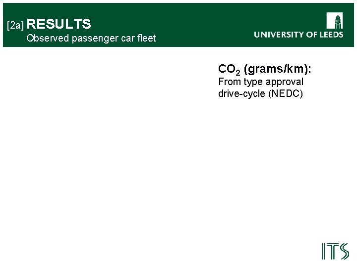 [2 a] RESULTS Observed passenger car fleet CO 2 (grams/km): From type approval drive-cycle