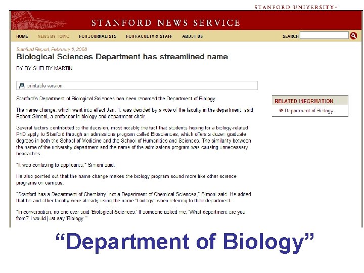 “Department of Biology” 