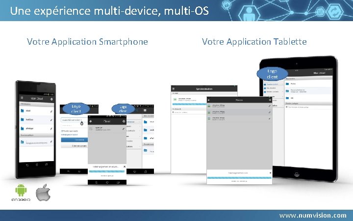 Une expérience multi-device, multi-OS Votre Application Smartphone Votre Application Tablette www. numvision. com Une expérience multi-device, multi-OS Votre Application Smartphone Votre Application Tablette www. numvision. com