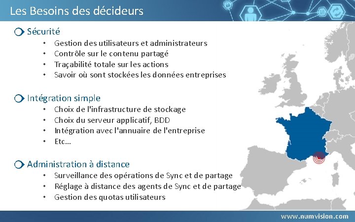 Les Besoins des décideurs Sécurité • • Gestion des utilisateurs et administrateurs Contrôle sur Les Besoins des décideurs Sécurité • • Gestion des utilisateurs et administrateurs Contrôle sur