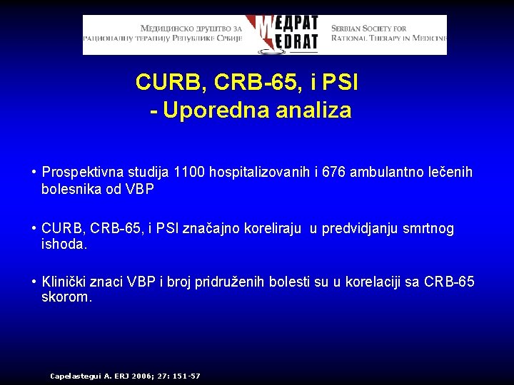 CURB, CRB-65, i PSI - Uporedna analiza • Prospektivna studija 1100 hospitalizovanih i 676