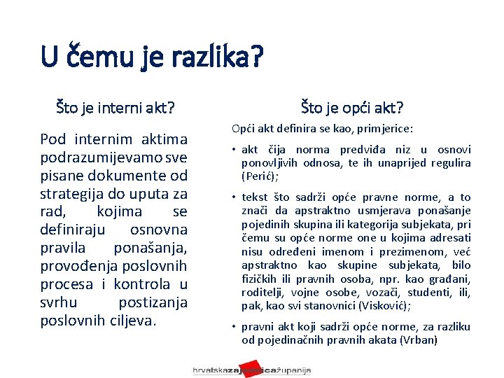 U čemu je razlika? Što je interni akt? Pod internim aktima podrazumijevamo sve pisane