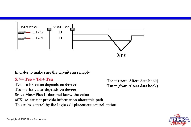 Xns In order to make sure the circuit run reliable X >= Tco +