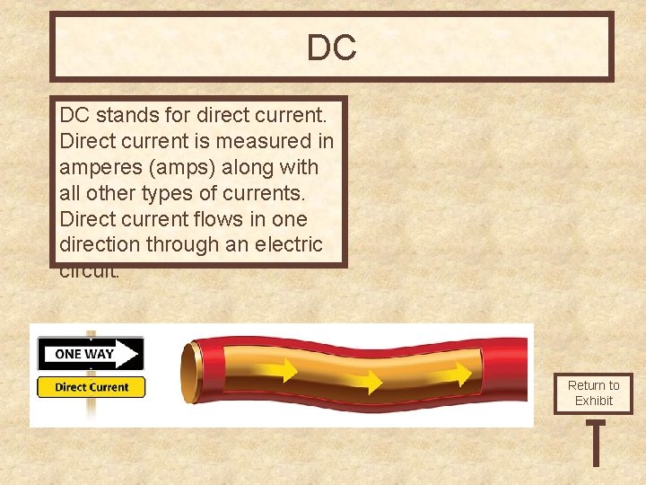 DC DC stands for direct current. Direct current is measured in amperes (amps) along