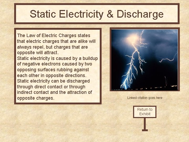 Static Electricity & Discharge The Law of Electric Charges states that electric charges that