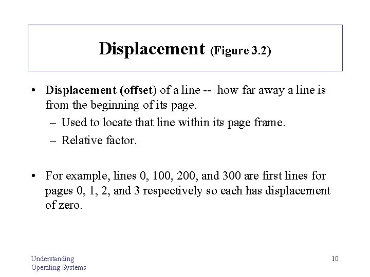 Displacement (Figure 3. 2) • Displacement (offset) of a line -- how far away