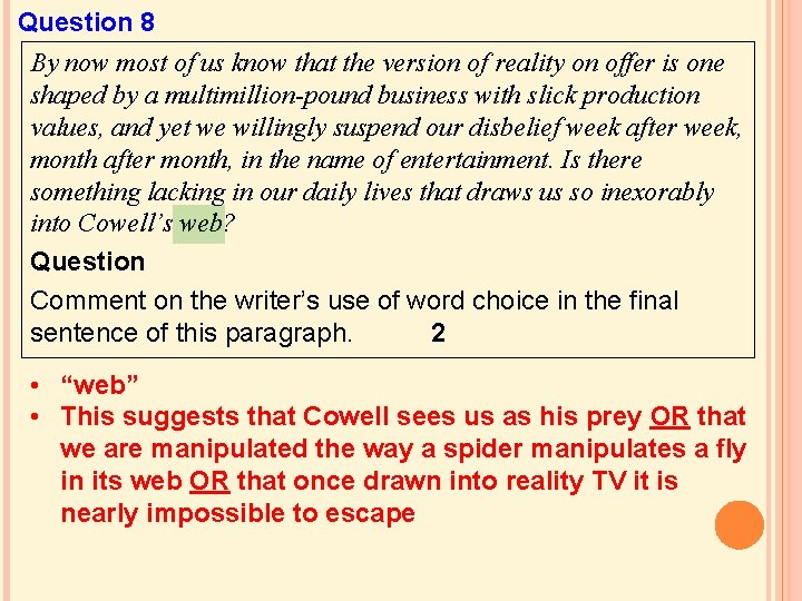 Question 8 By now most of us know that the version of reality on Question 8 By now most of us know that the version of reality on