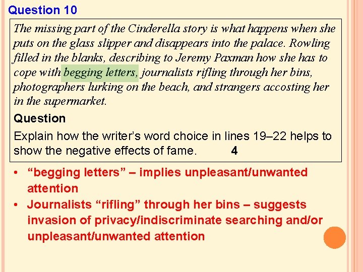 Question 10 The missing part of the Cinderella story is what happens when she Question 10 The missing part of the Cinderella story is what happens when she