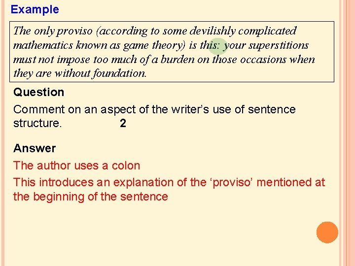 Example The only proviso (according to some devilishly complicated mathematics known as game theory) Example The only proviso (according to some devilishly complicated mathematics known as game theory)