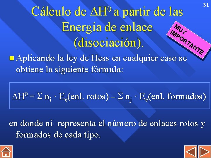 Cálculo de H 0 a partir de las Energía de enlace IMMPUY OR TA
