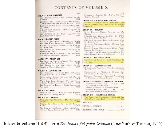 Indice del volume 10 della serie The Book of Popular Science (New York &