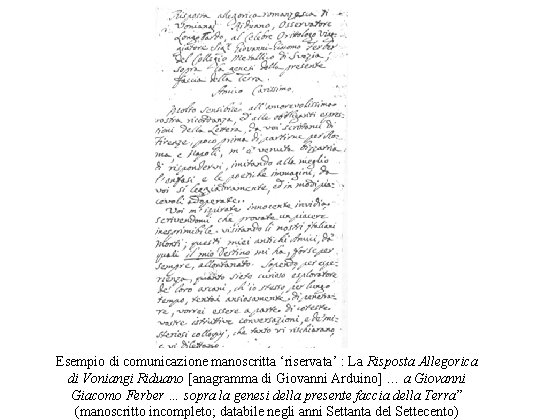 Risposta allegorica Esempio di comunicazione manoscritta ‘riservata’ : La Risposta Allegorica di Voniangi Riduano