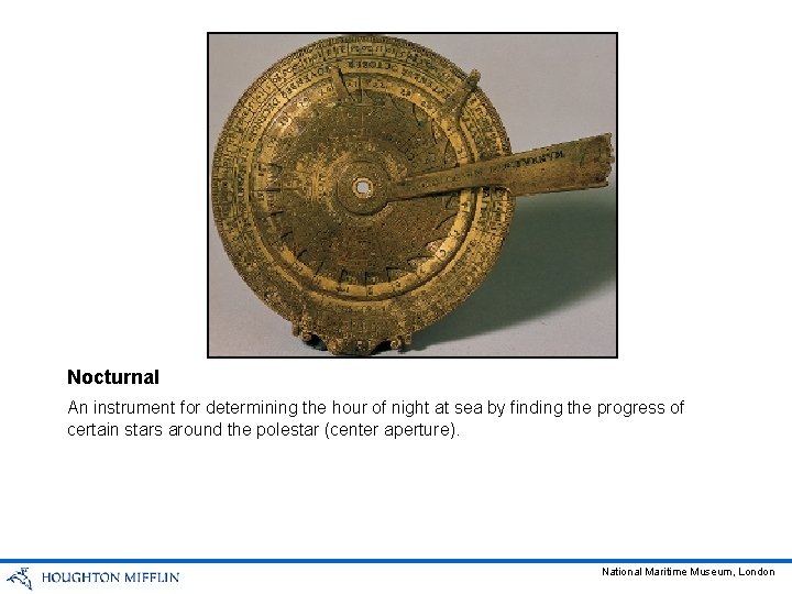 Nocturnal An instrument for determining the hour of night at sea by finding the