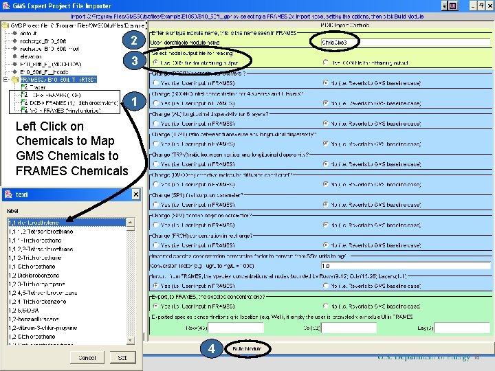 2 3 1 Left Click on Chemicals to Map GMS Chemicals to FRAMES Chemicals 2 3 1 Left Click on Chemicals to Map GMS Chemicals to FRAMES Chemicals