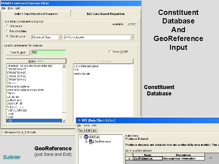 Constituent Database And Geo. Reference Input Constituent Database Geo. Reference (just Save and Exit) Constituent Database And Geo. Reference Input Constituent Database Geo. Reference (just Save and Exit)