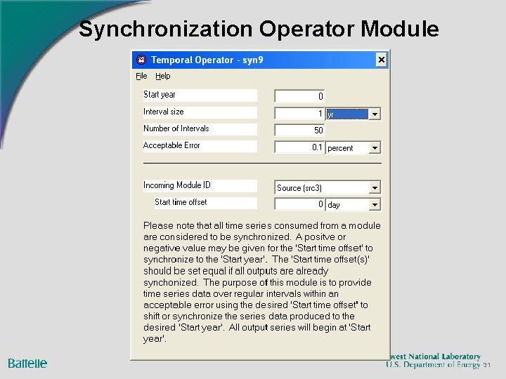 Synchronization Operator Module 31 Synchronization Operator Module 31