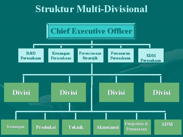 Struktur Multi-Divisional Chief Executive Officer R&D Perusahaan Keuangan Perusahaan Divisi Keuangan Perencanaan Stratejik Divisi