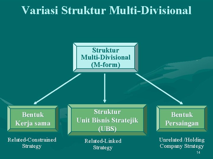 Variasi Struktur Multi-Divisional (M-form) Bentuk Kerja sama Related-Constrained Strategy Struktur Unit Bisnis Stratejik (UBS)