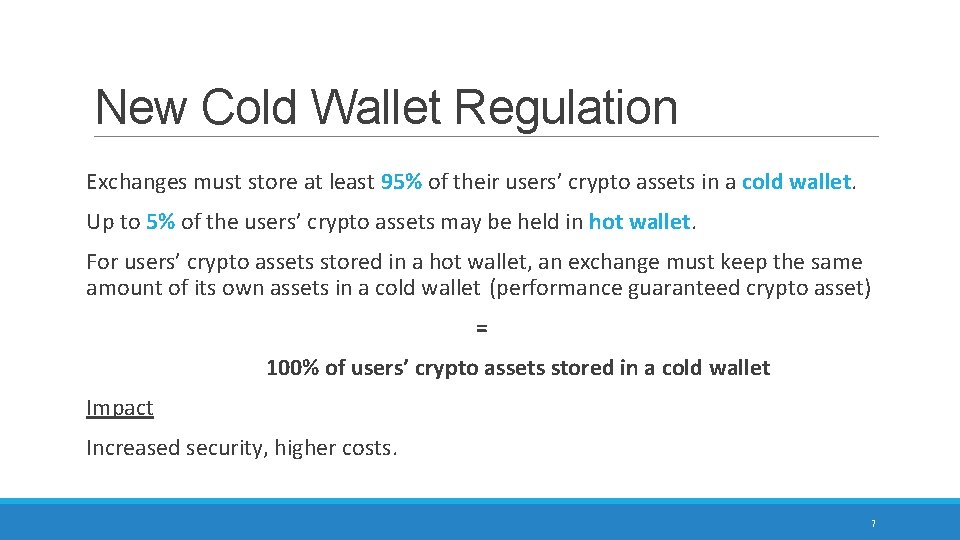 New Cold Wallet Regulation Exchanges must store at least 95% of their users’ crypto