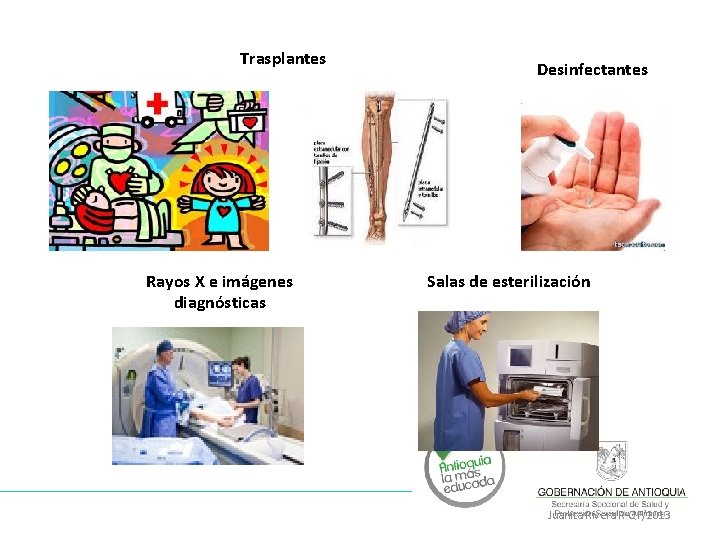 Trasplantes Rayos X e imágenes diagnósticas Desinfectantes Salas de esterilización Juanita Rivera R-QF/2013 