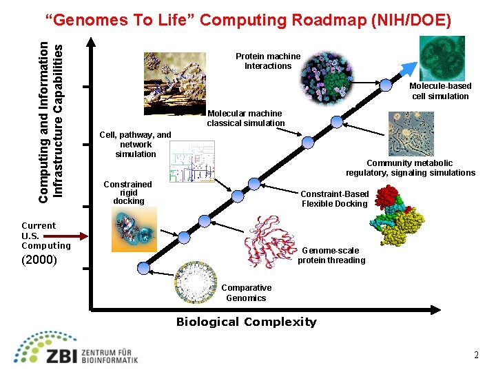 Computing and Information Infrastructure Capabilities “Genomes To Life” Computing Roadmap (NIH/DOE) Protein machine Interactions