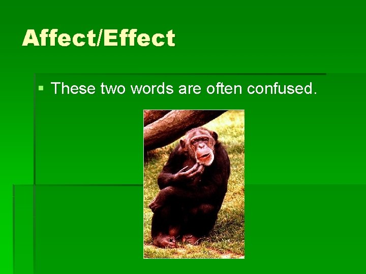 Affect/Effect § These two words are often confused. 