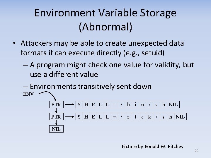 Environment Variable Storage (Abnormal) • Attackers may be able to create unexpected data formats