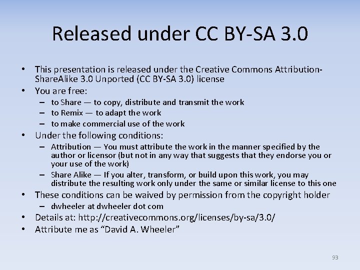 Released under CC BY‐SA 3. 0 • This presentation is released under the Creative