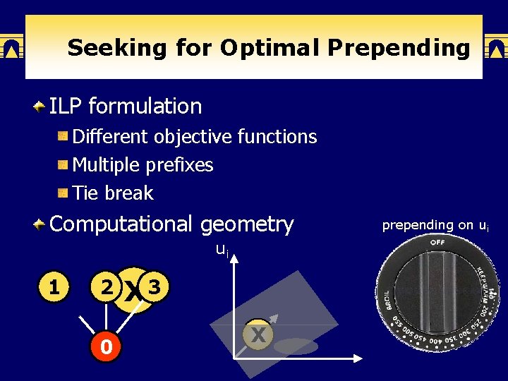 Seeking for Optimal Prepending ILP formulation Different objective functions Multiple prefixes Tie break Computational