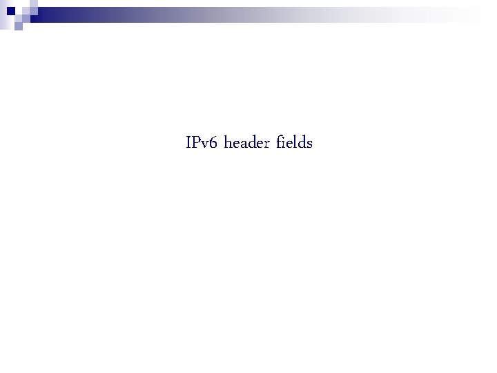IPv 6 header fields 