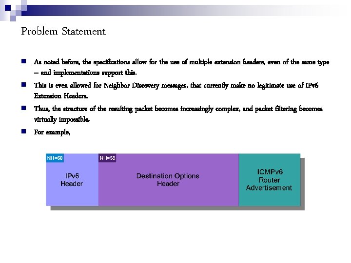 Problem Statement As noted before, the specifications allow for the use of multiple extension
