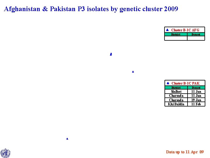 Afghanistan & Pakistan P 3 isolates by genetic cluster 2009 Cluster B-1 C AFG