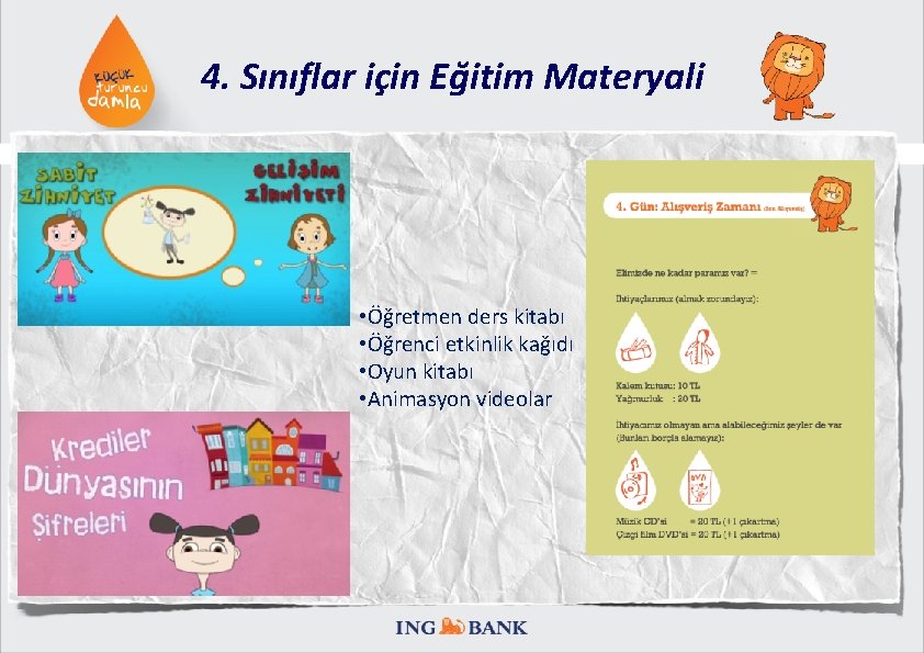 4. Sınıflar için Eğitim Materyali • Öğretmen ders kitabı • Öğrenci etkinlik kağıdı •