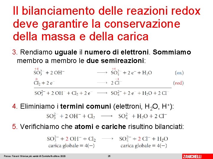 Il bilanciamento delle reazioni redox deve garantire la conservazione della massa e della carica