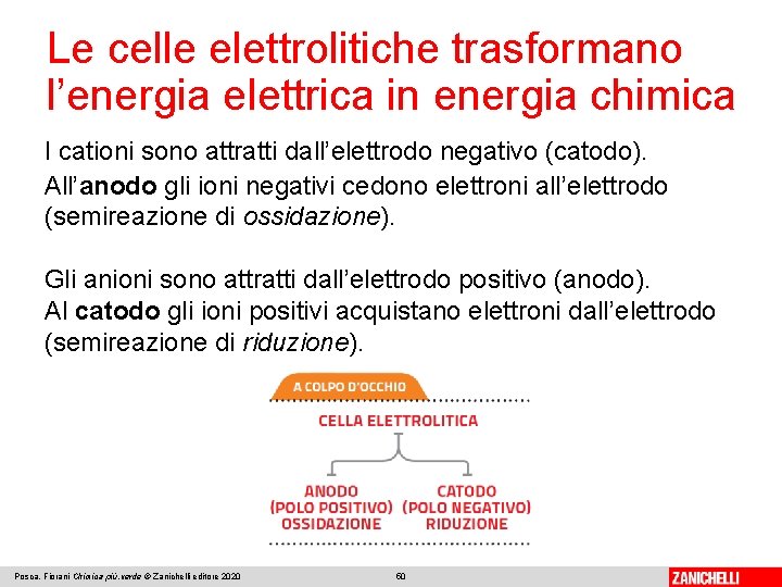 Le celle elettrolitiche trasformano l’energia elettrica in energia chimica I cationi sono attratti dall’elettrodo