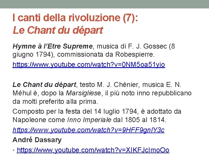 I canti della rivoluzione (7): Le Chant du départ Hymne à l’Etre Supreme, musica