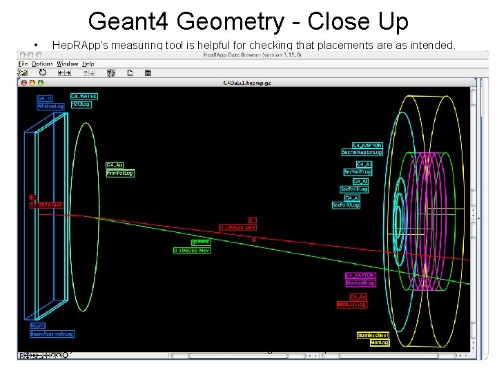 Geant 4 Geometry - Close Up • Hep. RApp's measuring tool is helpful for