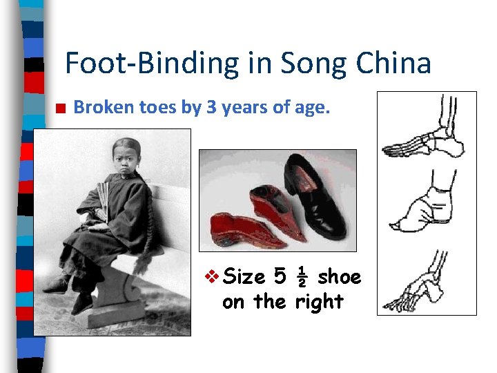 Foot-Binding in Song China ■ Broken toes by 3 years of age. v Size