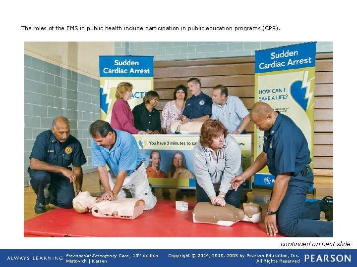 The roles of the EMS in public health include participation in public education programs