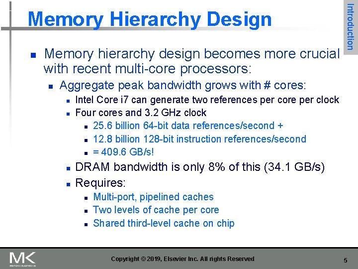 n Memory hierarchy design becomes more crucial with recent multi-core processors: n Introduction Memory
