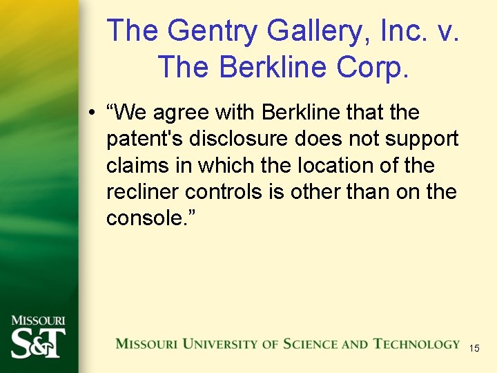 The Gentry Gallery, Inc. v. The Berkline Corp. • “We agree with Berkline that