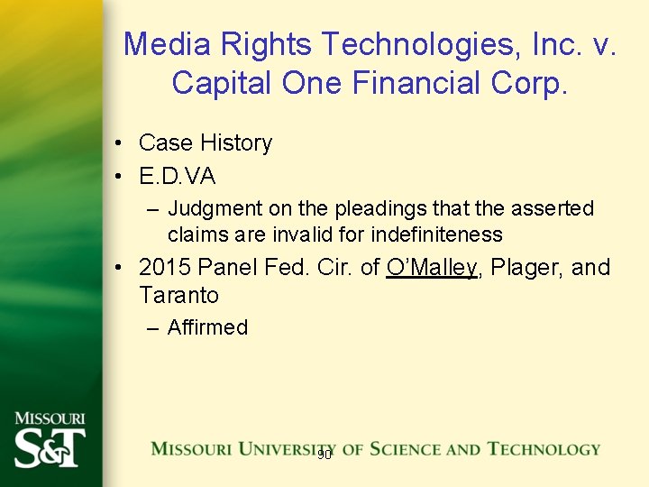 Media Rights Technologies, Inc. v. Capital One Financial Corp. • Case History • E.