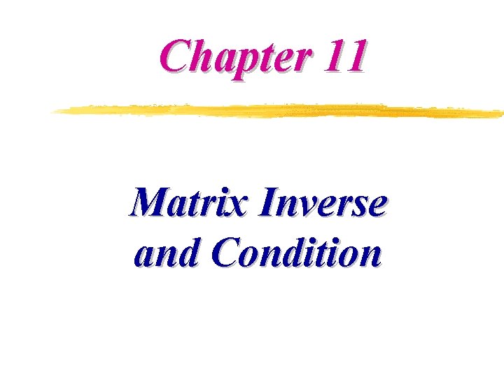 Chapter 11 Matrix Inverse and Condition 