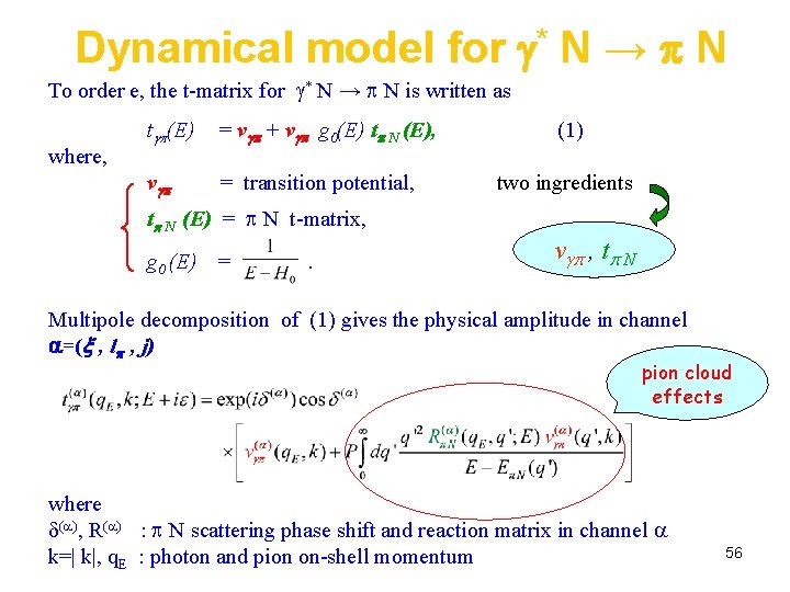 Dynamical model for * N → N To order e, the t-matrix for *